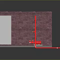 Red Brick Room Interior With Red Installation White Door And Floor Structure