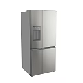 Modern Stainless Steel French Door Refrigerator with Water Dispenser and Ice Maker for Home Kitchen