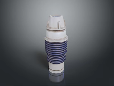 White And Blue Cylindrical Computer Hardware Component With Threaded Design 3d model