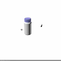 White Plastic Bottle With Purple Screw Cap And Smooth Cylindrical Body