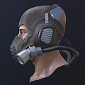 Steampunk Leather Gas Mask With Round Viewport Metal Breathing Tube And Ear Cups