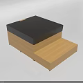 Outdoor Sofa With Layered Design Black Top And Wooden Base For Outdoor Space
