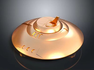 Golden Cosmic Aerospace Craft Design With Symbolic Structure For Space Exploration 3d model