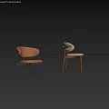 Modern Minimalist Dining Chairs With Brown Leather And Beige Seats Wooden Black Legs