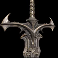 Decorative Medieval Style Sword Weapon With Carved Blade And Crown Shaped Hilt