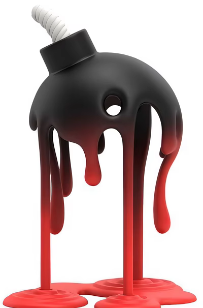 Modern Abstract Decorative Ornament Set With Black Red Dripping Design And Circular Hole 3d model
