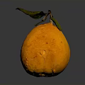 Fresh Ripe Orange With Green Leaf And Twig On Dark Reflective Surface