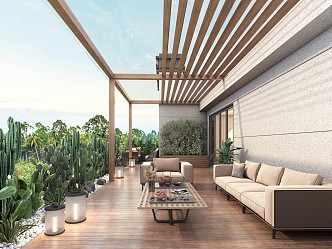 modern balcony landscape balcony 3d model