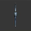 Tri Bladed Silver Metallic Weapon With Blue Gemstone Center Design 3d model