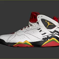 High Top White Sports Shoes With Red Yellow Black Accents And Logo Design