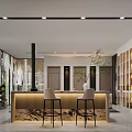 Modern Showroom Interior Featuring Wooden Doors And Product Display Sections