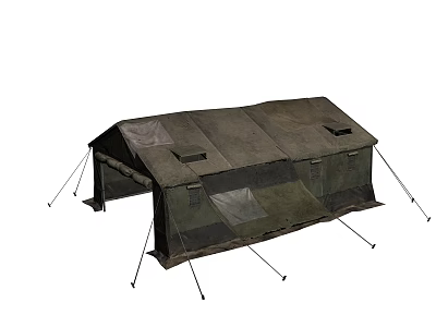 Outdoor Camping Tent In Military Green With Sturdy Support Poles Durable Fabric And Ventilation Windows 3d model