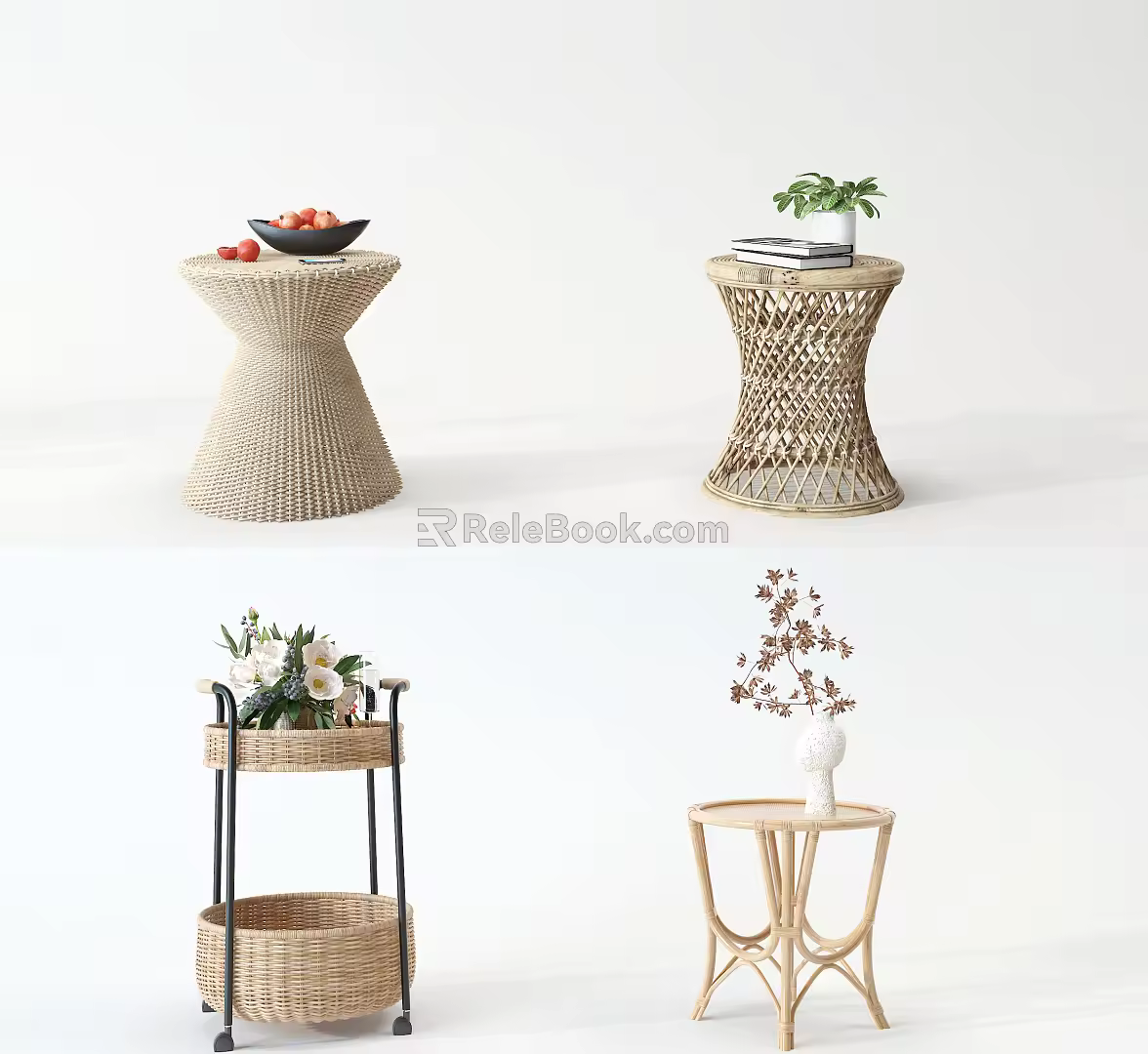 Nordic Round Table Natural Rattan Woven Round Table 3d model