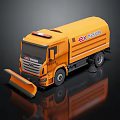 Yellow Expert Cleaning Truck With Snow Plow And Broom Attachments