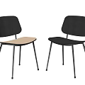 Modern Minimalist Dining Chair With Black Backrest Light Colored Seat And Metal Legs