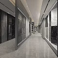 Modern Spacious Corridor With Bright Lighting Marble Floor And Wooden Decor Gray Tone Interior Design