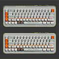 Modular Computer Keyboard With Transparent Case Split White Orange Design Layers