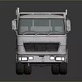 Silver UN Truck Front View With Open Cargo Bed And Reflective Surface