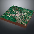 3D Mountainous Terrain Model With Vegetation Covered Surface And Detailed Elevation Features