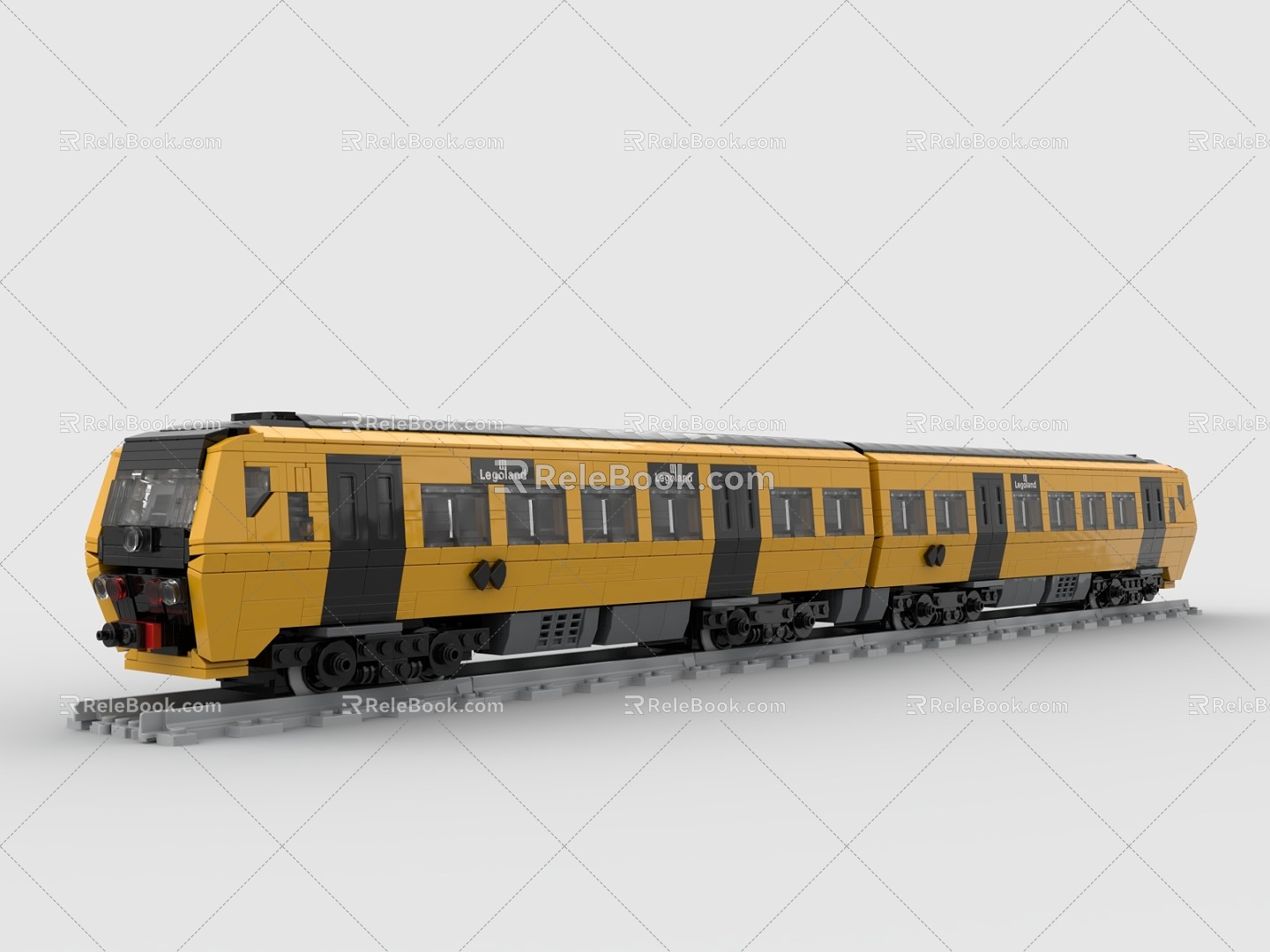 Lego LEGO Toys Yellow Train Light Rail Metro High Speed Rail EMU Urban Rail Train Rail Transit Tram City 3d model