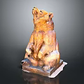Sitting Bear Sculpture With Detailed Paws And Raised Head On Base
