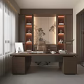 New Chinese-style Office in Ancient Style Tea Room Sideboard Background Wall 3d model