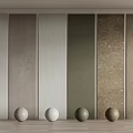 Various Textured Wall Panels Display With Different Material Finishes And Spheres 3d model