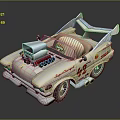 Vintage Mia's Charger Convertible Car With Exposed Engine Cream Body And 49 Number