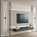 Modern Minimalist TV Wall Interior Design With LED Strip Lights And Floating Cabinet