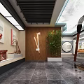 Chinese Traditional Culture Exhibition Hall With Writing Brush Ink Painting And Calligraphy Works