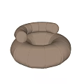 Modern Round Single Sofa In Brown Velvet With Stitched Design And Comfortable Feel
