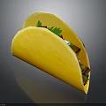 Delicious Taco with Crispy Corn Shell Juicy Meat and Fresh Green Vegetables