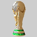 Golden World Cup Trophy Sculpture Carving With Top Globe And Green Base Band
