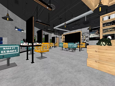 Modern Beauty Salon Interior With Styling Stations Mirrors And Wooden Cabinets 3d model