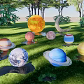 Planets Moon Sun Shaped Outdoor Lights For Lawn Garden Glowing Decorative Illumination