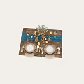 Elegant Dinnerware Set On Dining Table With Plates Utensils Flower Bouquet And Tassel Decorations