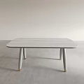 Minimalist Wooden Dining Table With White Legs And Metal Foot Caps