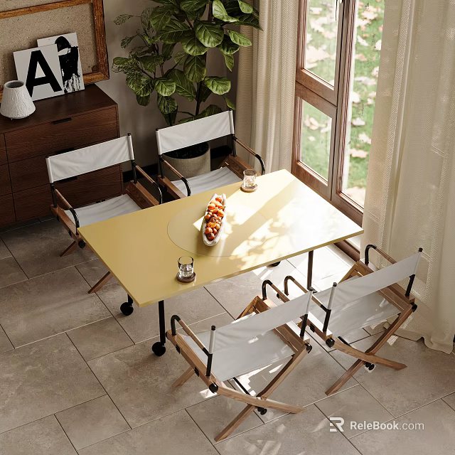 Modern Dining Table And Chair Set With Simple Design In Bright Open Space 3d model 