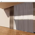Brown Textured And White Sheer Layered Curtains For Modern Room Interior