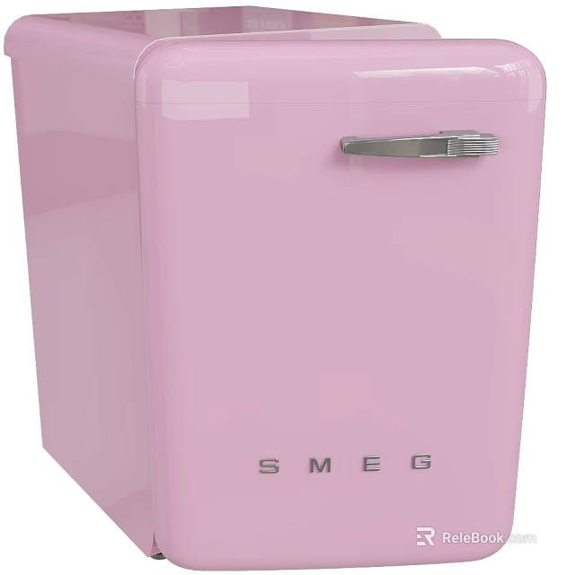 Pink SMEG Retro Style Washing Machine With Sleek Surface And Metal Handle 3d model 