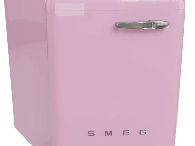 Pink SMEG Retro Style Washing Machine With Sleek Surface And Metal Handle 3d model