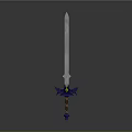 Fantasy Sword Design With Silver Blade Blue Hilt Guard And Decorative Handle