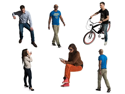 Multiple People In Various Poses And Actions 3d model