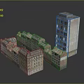 Vintage And Modern Architectural Models With Detailed Roofs And Brick Walls