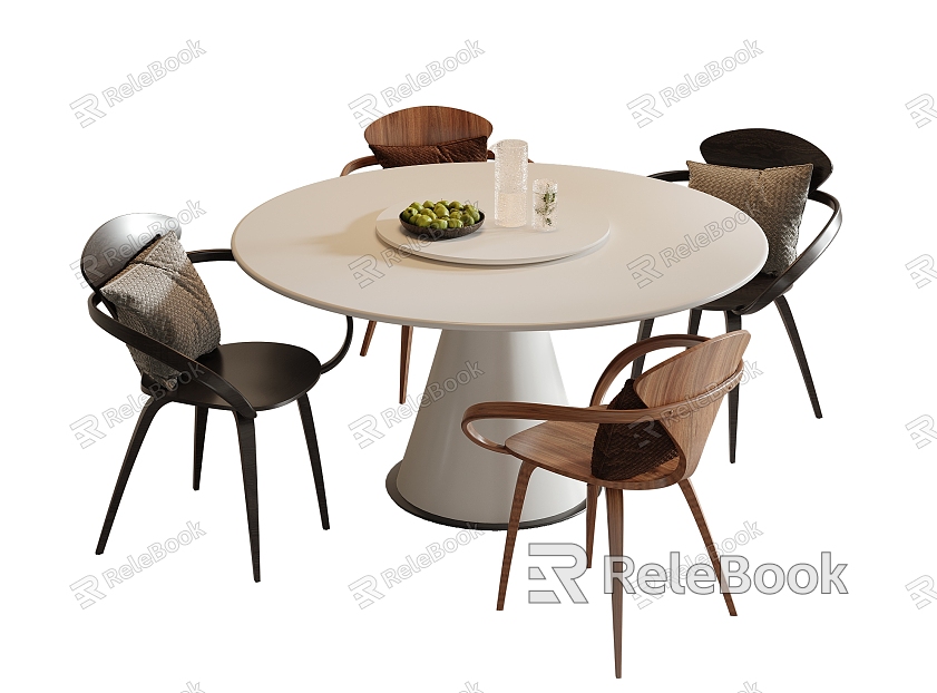 Modern Dining Table and Chair Combination Round Dining Table Dining Chair Single Chair model