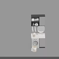 Sleek Modern Bathroom Cabinet With Washing Machine Mirror Laundry Basket And Toiletries