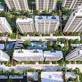 Modern Residential Landscape With High Rise Apartments Lush Green Gardens And Water Features