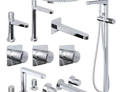 Modern Chrome Shower Faucet Set With Handheld Head And Wall Mounted Accessories 3d model