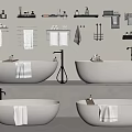 Modern Bathroom Collection With White Bathtubs Wall Mounted Towel Racks And Shelves