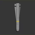 Gray Military Missile With Yellow Band And Rear Fins 3D Model